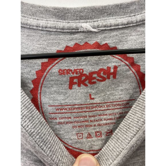Served Fresh Crew Neck Short Sleeve Tee Shirt Gray - Picture 5 of 5